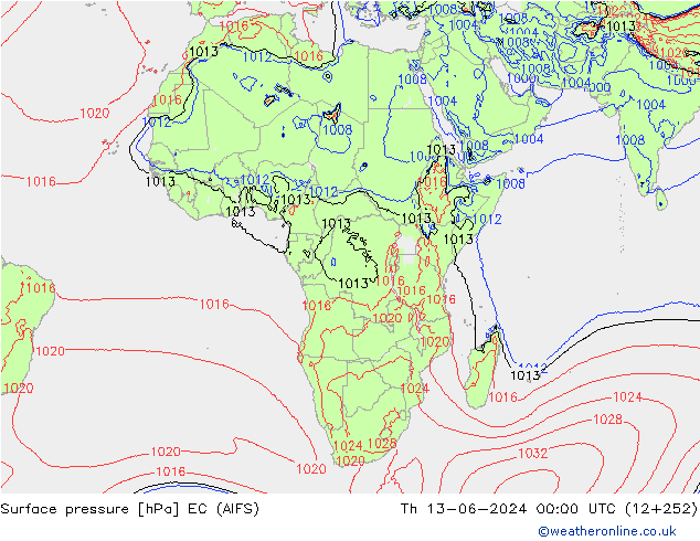 Surface pressure EC (AIFS) Th 13.06.2024 00 UTC