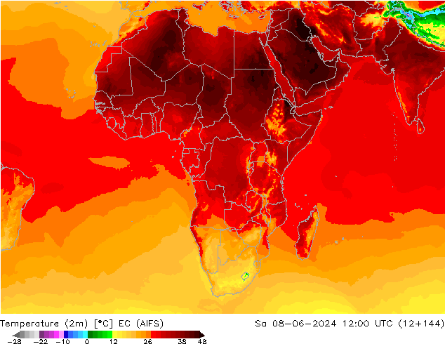 Temperatura (2m) EC (AIFS) sáb 08.06.2024 12 UTC
