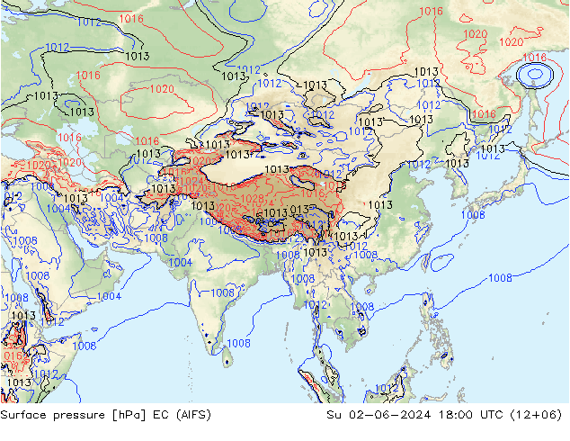 Surface pressure EC (AIFS) Su 02.06.2024 18 UTC