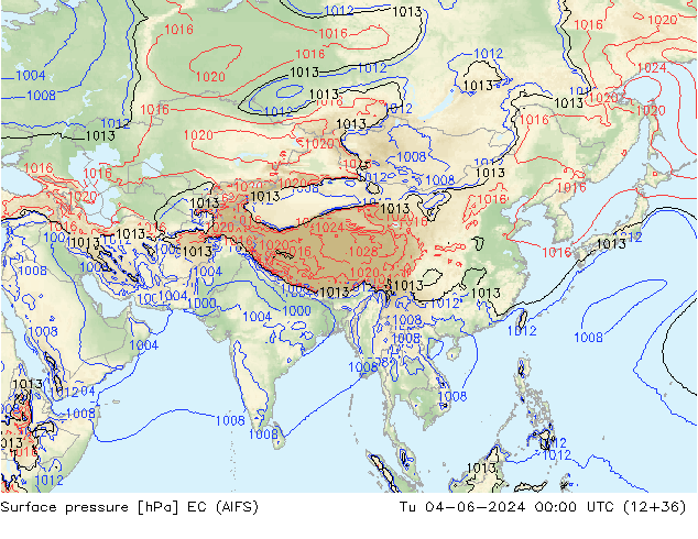 Pressione al suolo EC (AIFS) mar 04.06.2024 00 UTC