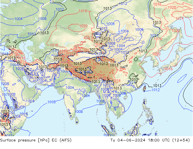 Surface pressure EC (AIFS) Tu 04.06.2024 18 UTC