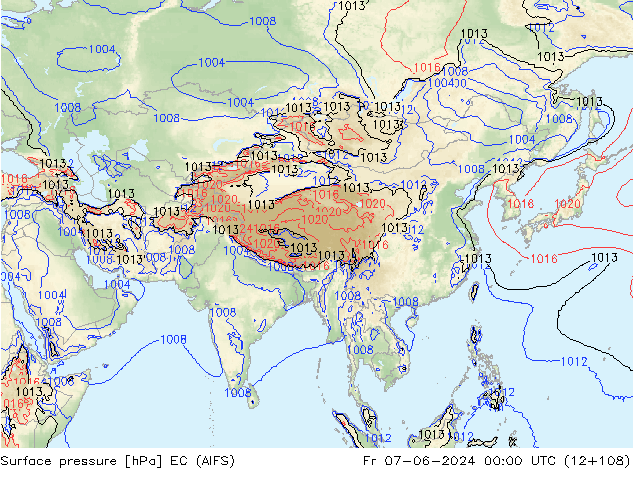 Atmosférický tlak EC (AIFS) Pá 07.06.2024 00 UTC