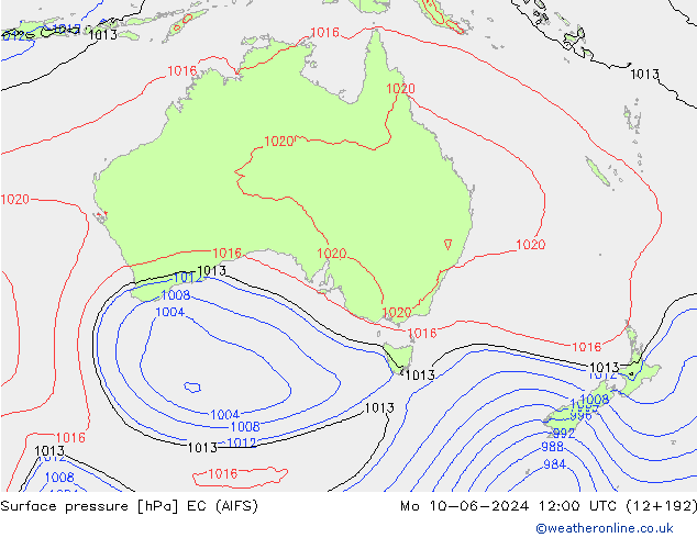 Surface pressure EC (AIFS) Mo 10.06.2024 12 UTC