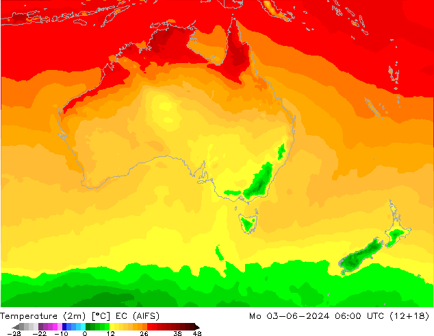 Temperature (2m) EC (AIFS) Mo 03.06.2024 06 UTC