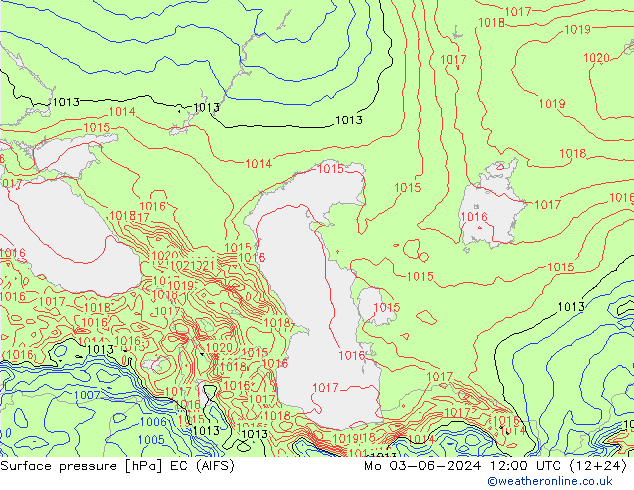 Surface pressure EC (AIFS) Mo 03.06.2024 12 UTC