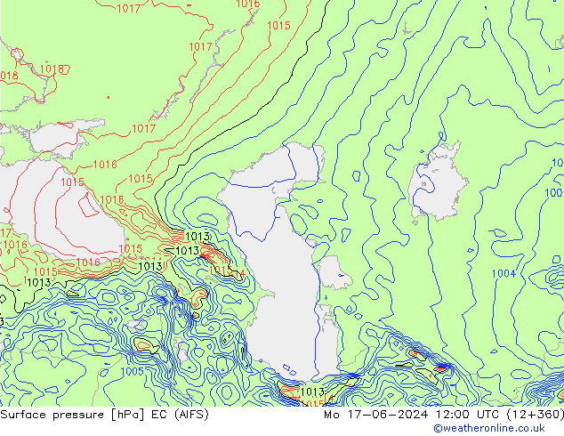 Pressione al suolo EC (AIFS) lun 17.06.2024 12 UTC