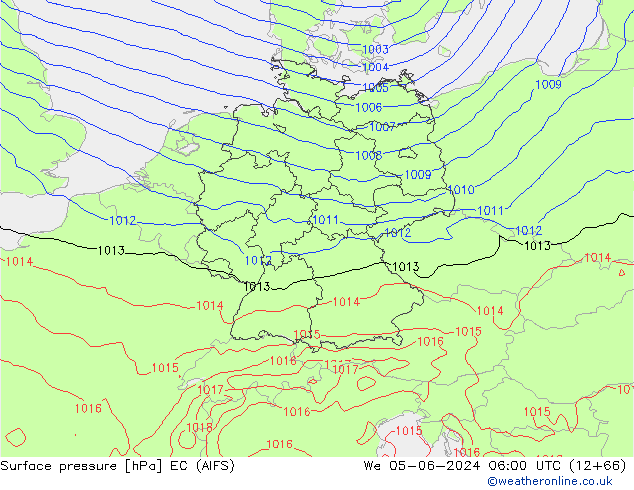 Surface pressure EC (AIFS) We 05.06.2024 06 UTC