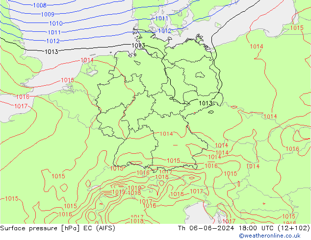 Yer basıncı EC (AIFS) Per 06.06.2024 18 UTC