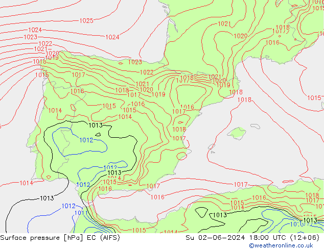 Surface pressure EC (AIFS) Su 02.06.2024 18 UTC