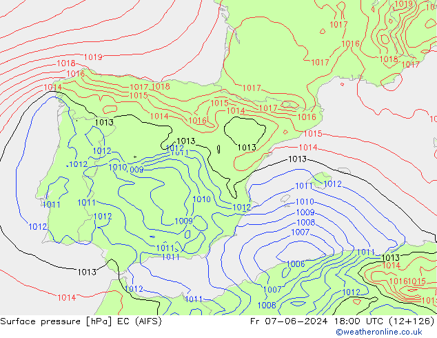 Bodendruck EC (AIFS) Fr 07.06.2024 18 UTC
