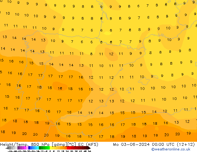 Geop./Temp. 850 hPa EC (AIFS) lun 03.06.2024 00 UTC