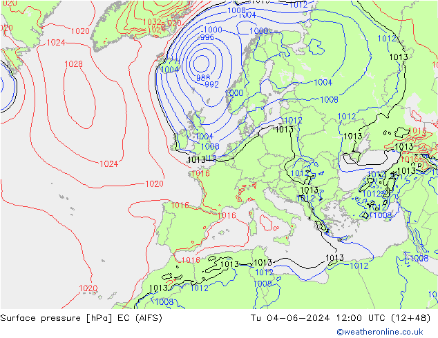 Pressione al suolo EC (AIFS) mar 04.06.2024 12 UTC