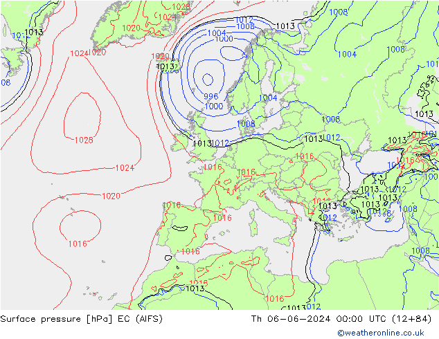 приземное давление EC (AIFS) чт 06.06.2024 00 UTC