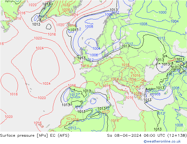pression de l'air EC (AIFS) sam 08.06.2024 06 UTC