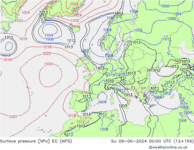 pressão do solo EC (AIFS) Dom 09.06.2024 00 UTC