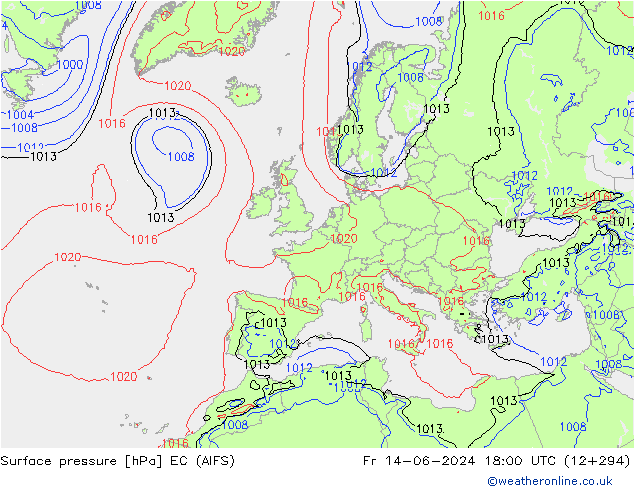 Luchtdruk (Grond) EC (AIFS) vr 14.06.2024 18 UTC
