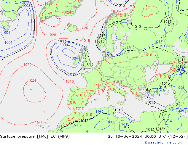 Luchtdruk (Grond) EC (AIFS) zo 16.06.2024 00 UTC