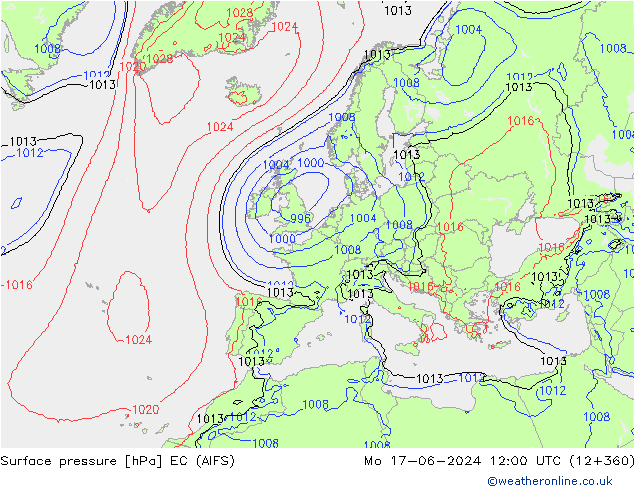 pression de l'air EC (AIFS) lun 17.06.2024 12 UTC
