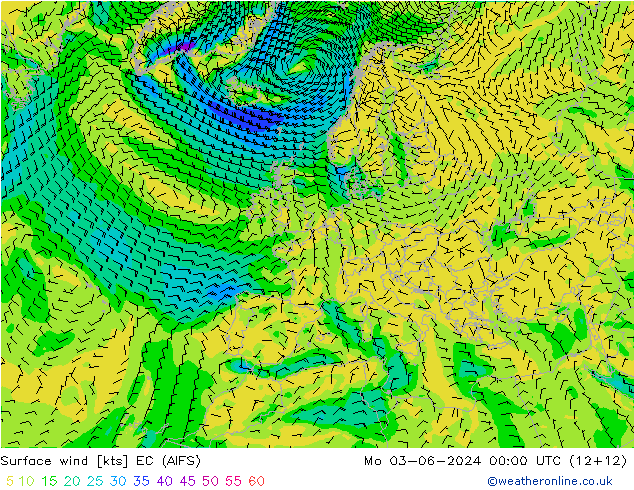 风 10 米 EC (AIFS) 星期一 03.06.2024 00 UTC