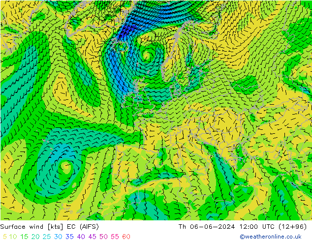 Surface wind EC (AIFS) Th 06.06.2024 12 UTC