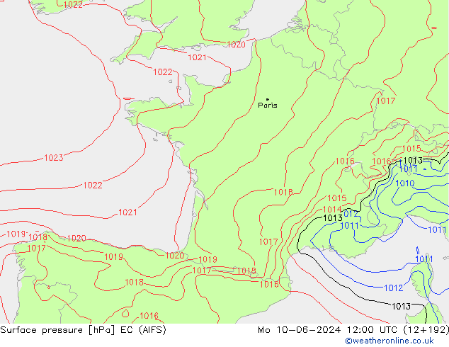 Luchtdruk (Grond) EC (AIFS) ma 10.06.2024 12 UTC