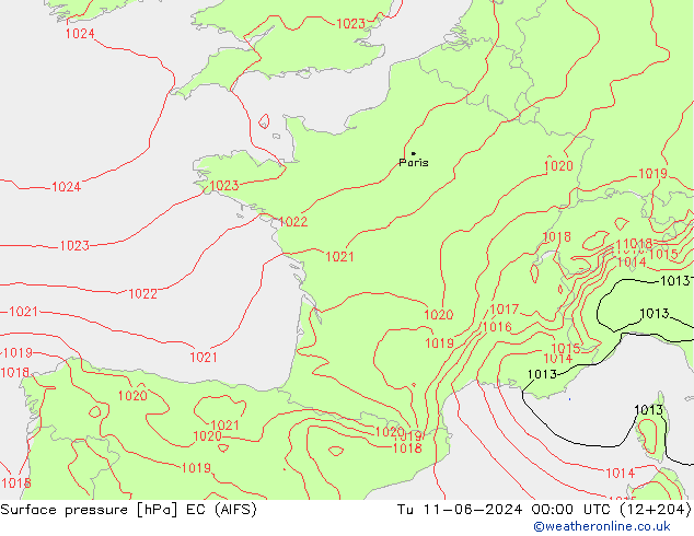 pressão do solo EC (AIFS) Ter 11.06.2024 00 UTC