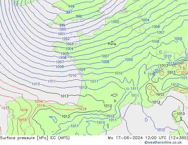 Pressione al suolo EC (AIFS) lun 17.06.2024 12 UTC