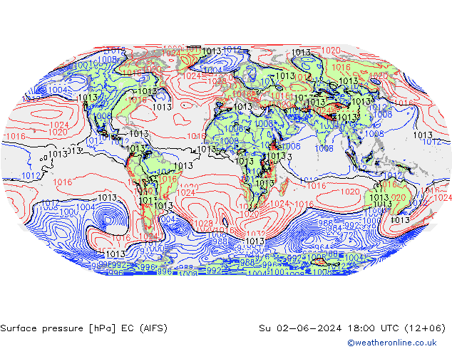 Yer basıncı EC (AIFS) Paz 02.06.2024 18 UTC