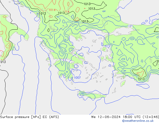 Atmosférický tlak EC (AIFS) St 12.06.2024 18 UTC