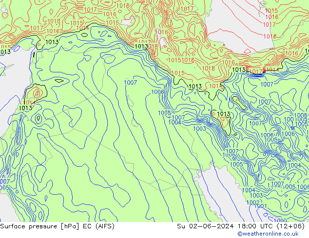 Presión superficial EC (AIFS) dom 02.06.2024 18 UTC