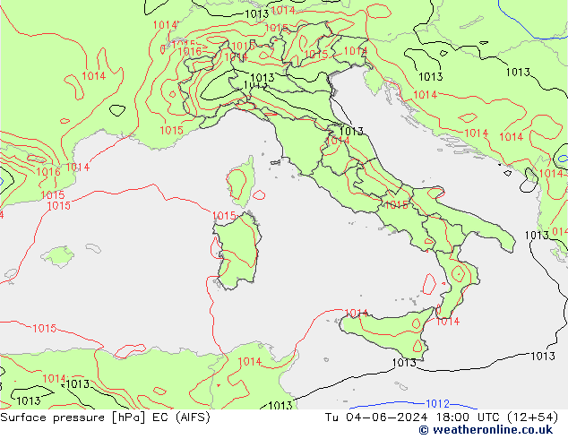 Surface pressure EC (AIFS) Tu 04.06.2024 18 UTC