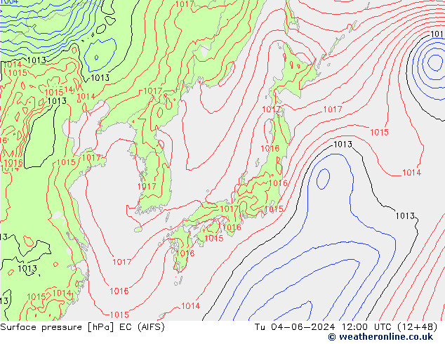 Presión superficial EC (AIFS) mar 04.06.2024 12 UTC