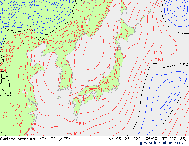 Surface pressure EC (AIFS) We 05.06.2024 06 UTC