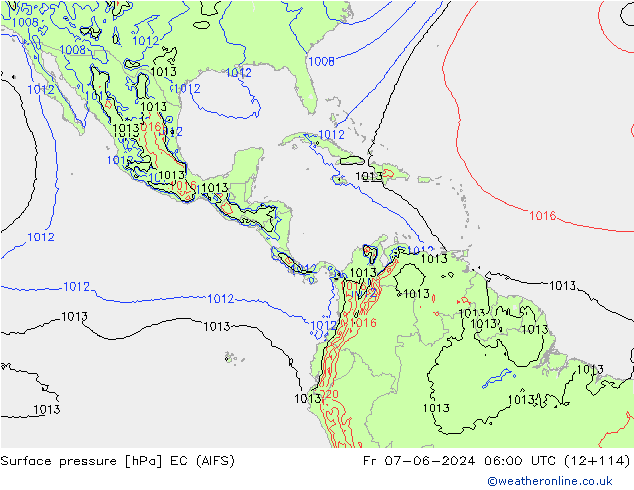Surface pressure EC (AIFS) Fr 07.06.2024 06 UTC