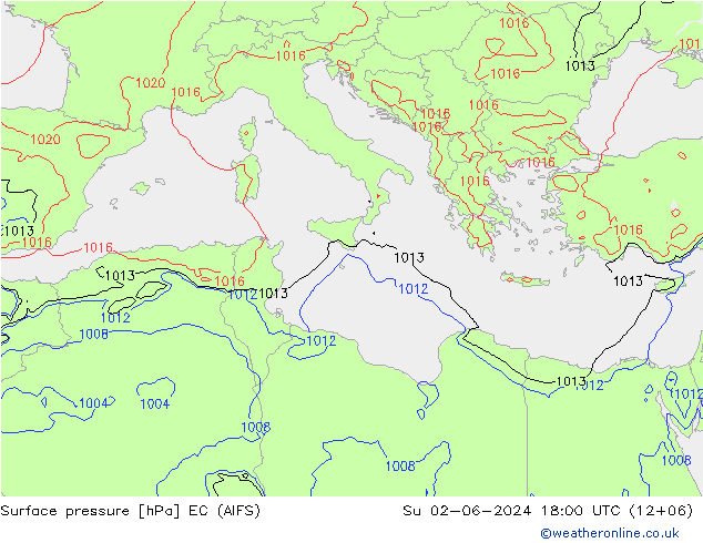 Yer basıncı EC (AIFS) Paz 02.06.2024 18 UTC