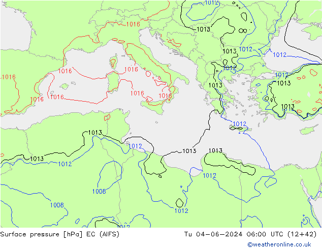 Pressione al suolo EC (AIFS) mar 04.06.2024 06 UTC