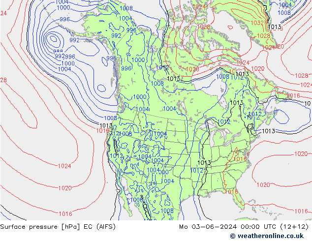 Atmosférický tlak EC (AIFS) Po 03.06.2024 00 UTC