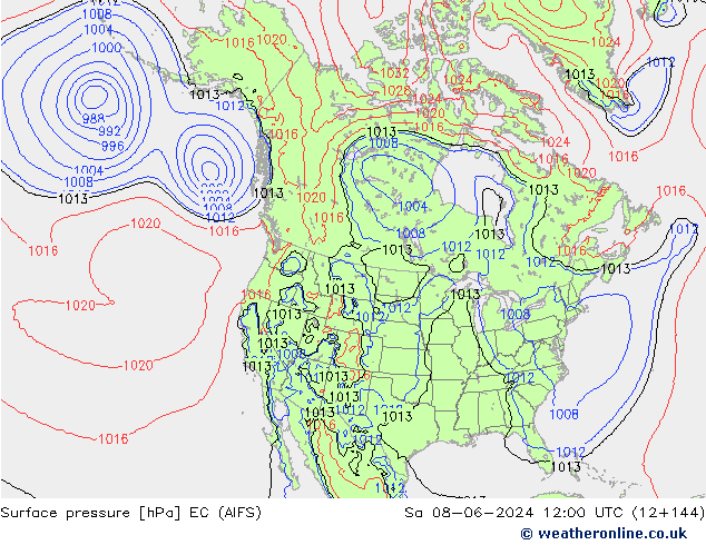 Surface pressure EC (AIFS) Sa 08.06.2024 12 UTC