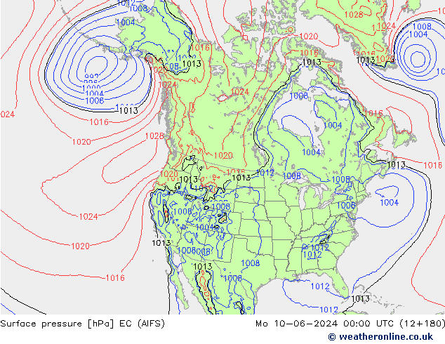 приземное давление EC (AIFS) пн 10.06.2024 00 UTC