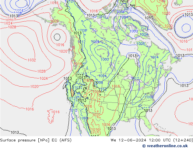 Pressione al suolo EC (AIFS) mer 12.06.2024 12 UTC