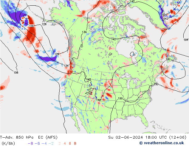 T-Adv. 850 hPa EC (AIFS) dom 02.06.2024 18 UTC