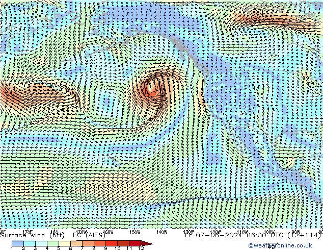 Wind 10 m (bft) EC (AIFS) vr 07.06.2024 06 UTC