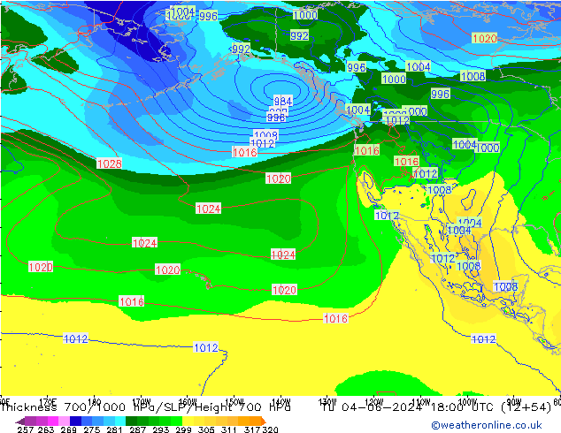 Thck 700-1000 hPa EC (AIFS) wto. 04.06.2024 18 UTC