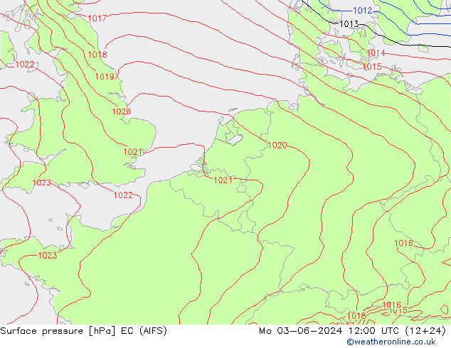 Surface pressure EC (AIFS) Mo 03.06.2024 12 UTC