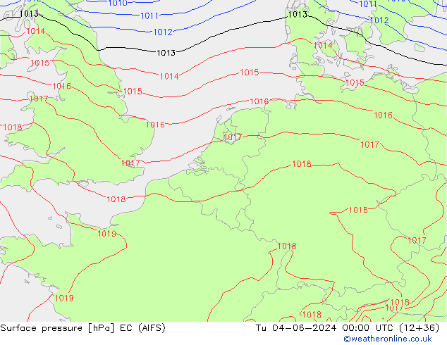 Atmosférický tlak EC (AIFS) Út 04.06.2024 00 UTC