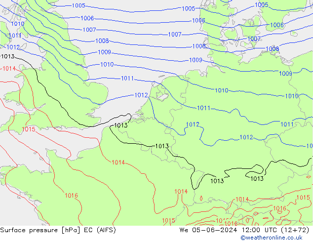 Surface pressure EC (AIFS) We 05.06.2024 12 UTC