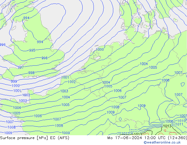 Surface pressure EC (AIFS) Mo 17.06.2024 12 UTC