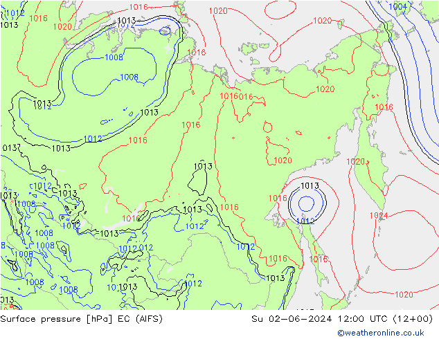 Surface pressure EC (AIFS) Su 02.06.2024 12 UTC