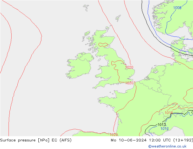 Surface pressure EC (AIFS) Mo 10.06.2024 12 UTC