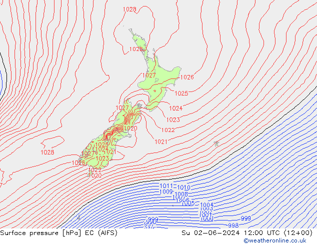 pression de l'air EC (AIFS) dim 02.06.2024 12 UTC